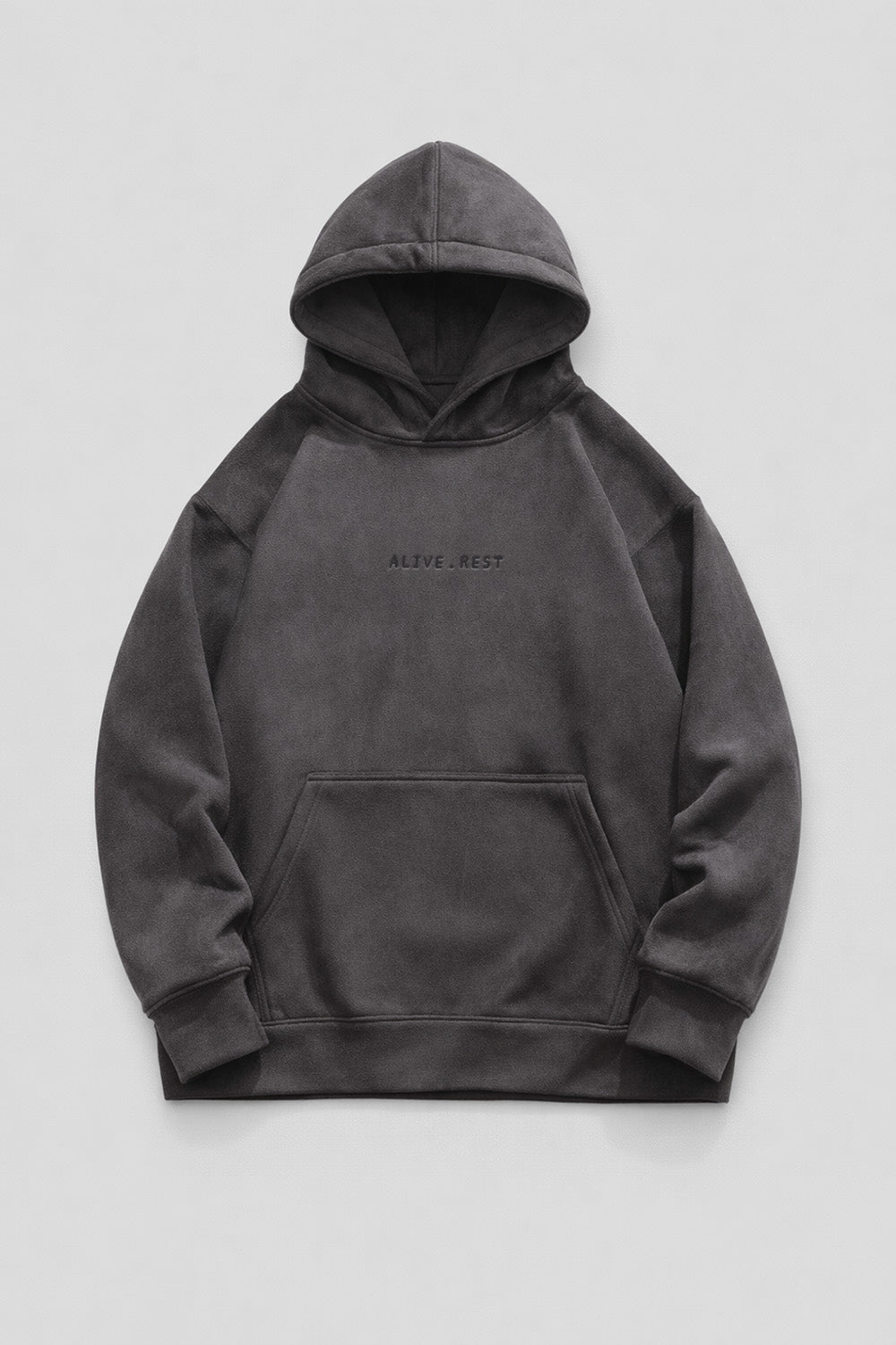 [AR-S-08] Logo Embroidered Suede Hoodie