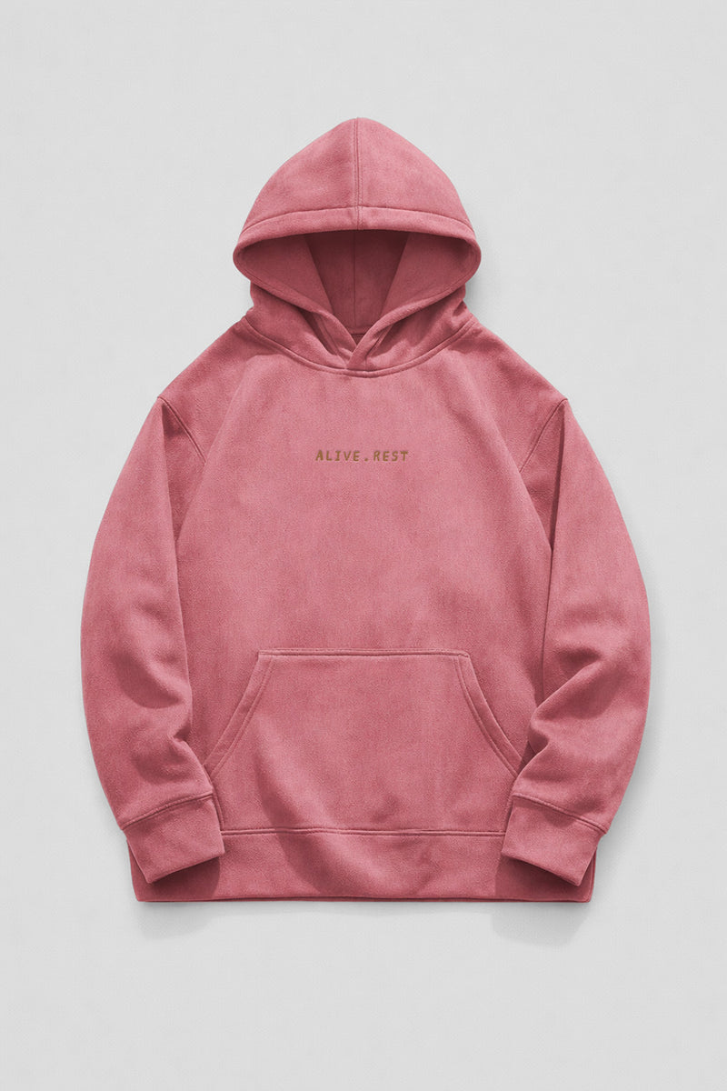 [AR-S-08] Logo Embroidered Suede Hoodie
