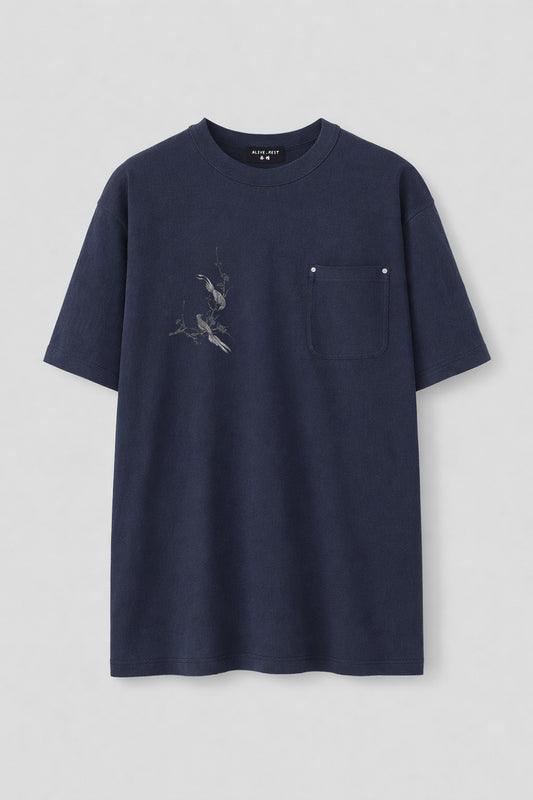 [AR-S-09] 'Qixi' Embroidered Linen Cotton Tee